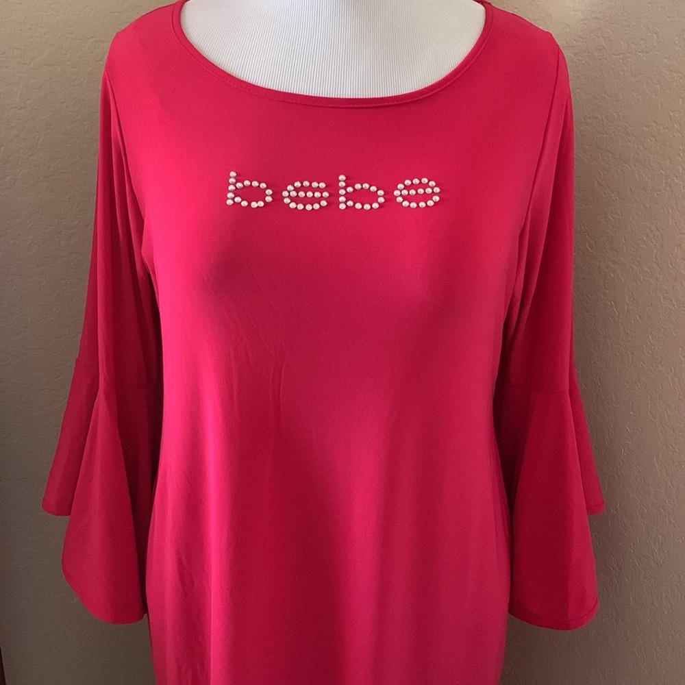 Pink bebe crystal logo dress